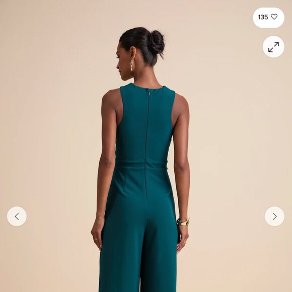 Lulus Criss-cross Your Mind Emerald Cross-front Wide-leg Jumpsuit Green - Size S - Picture 4 of 4